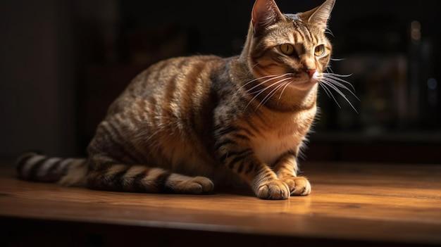 chat assis sur une table