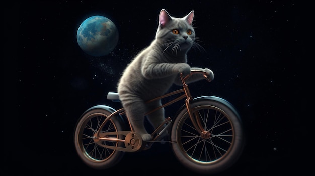 Un chat assis sur un vélo