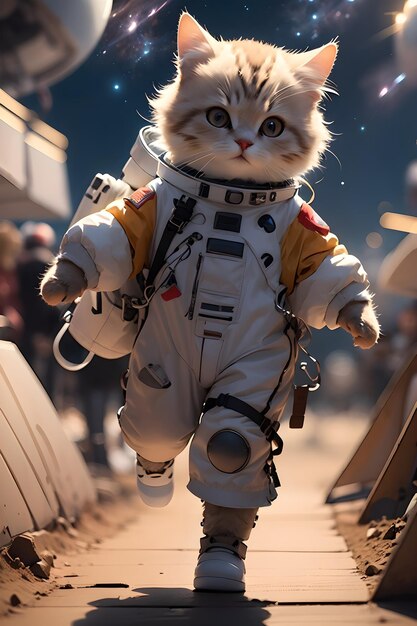 Chat astronaute mignon en combinaison spatiale fond d'écran illustration fond