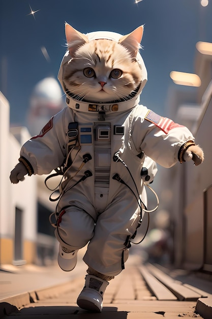 Chat astronaute mignon en combinaison spatiale fond d'écran illustration fond