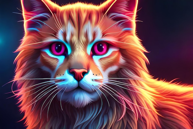 Le chat au néon sci-fi