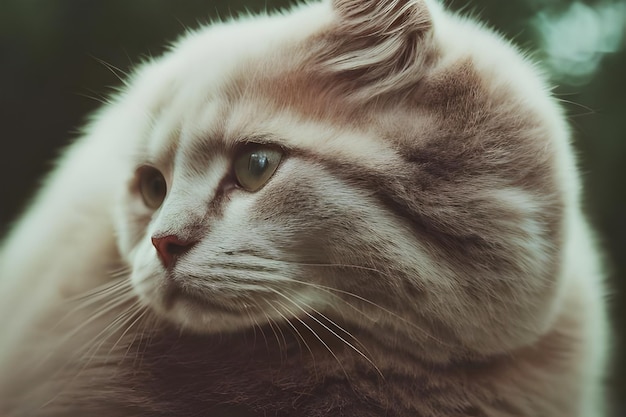 Un chat au visage brun et au pelage blanc