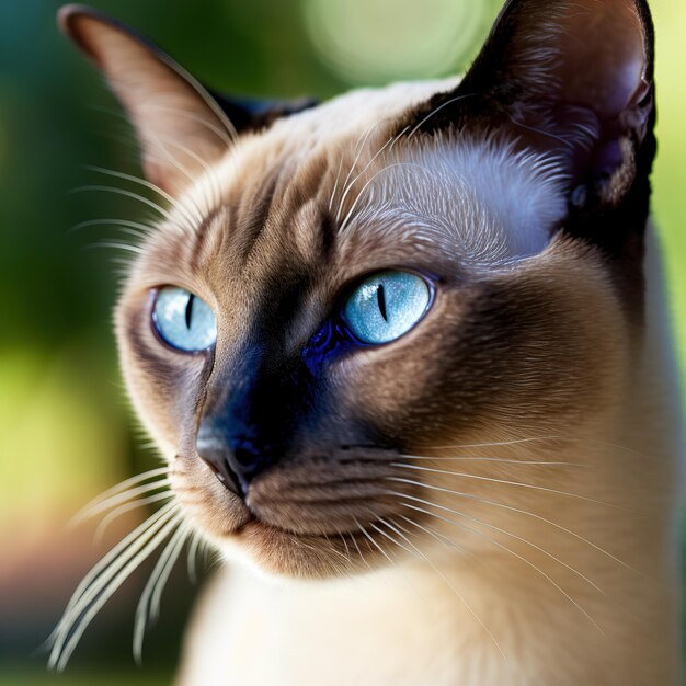 Photo un chat aux yeux bleus est représenté sur cette image.