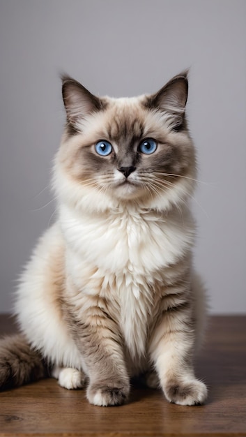 un chat aux yeux bleus et une tache blanche sur son visage