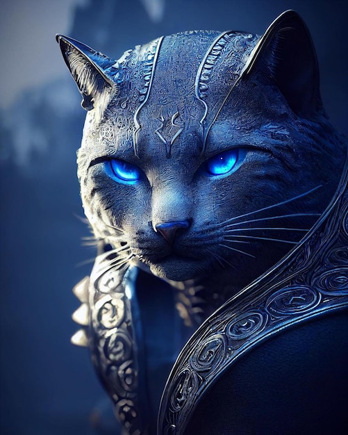 Un chat aux yeux bleus et un yeux bleus