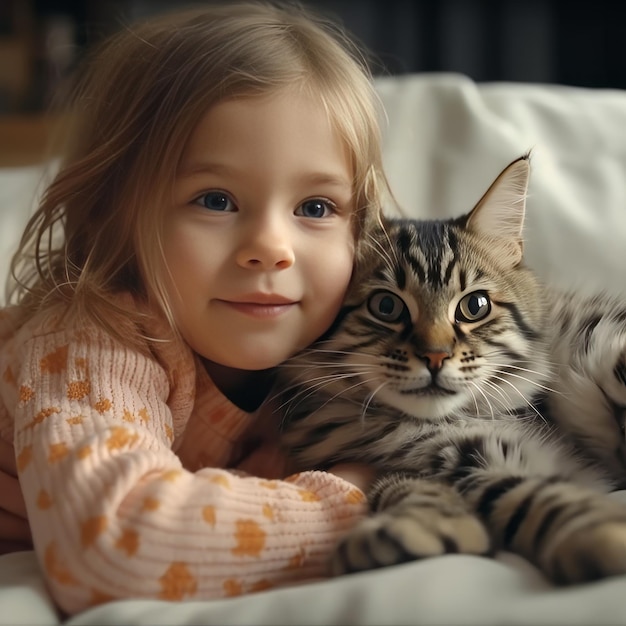 Un chat et un bébé.