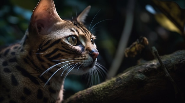 Un chat bengal dans un arbre