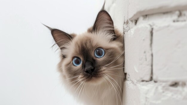 Photo un chat birman qui regarde au coin 3.