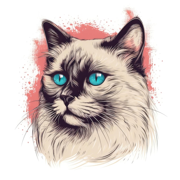 Chat de Birmanie sur fond blanc Logo AI générative