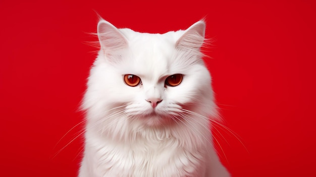 Un chat blanc aux yeux oranges