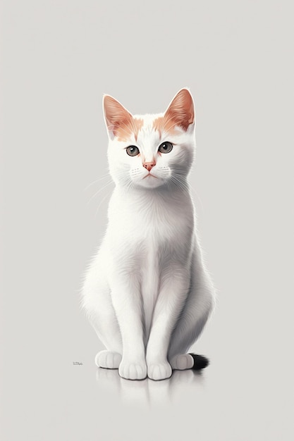 Un chat blanc est assis sur un tabouret avec un bol dedans.