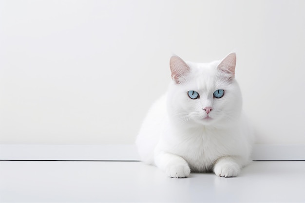 chat blanc sur fond blanc