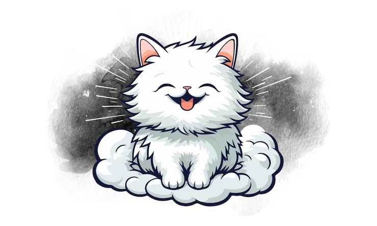 Photo le chat blanc heureux de freepik