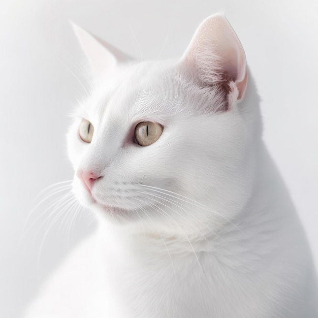 Un chat blanc avec un nez rose et un nez rose.