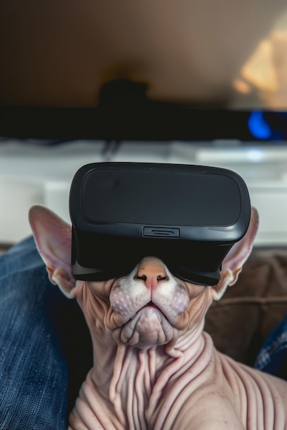 Un chat avec un casque VR dans le méta-univers