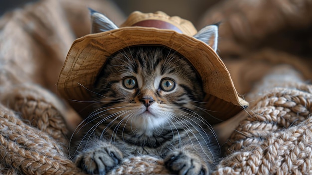 Photo le chat avec le chapeau sur la couverture