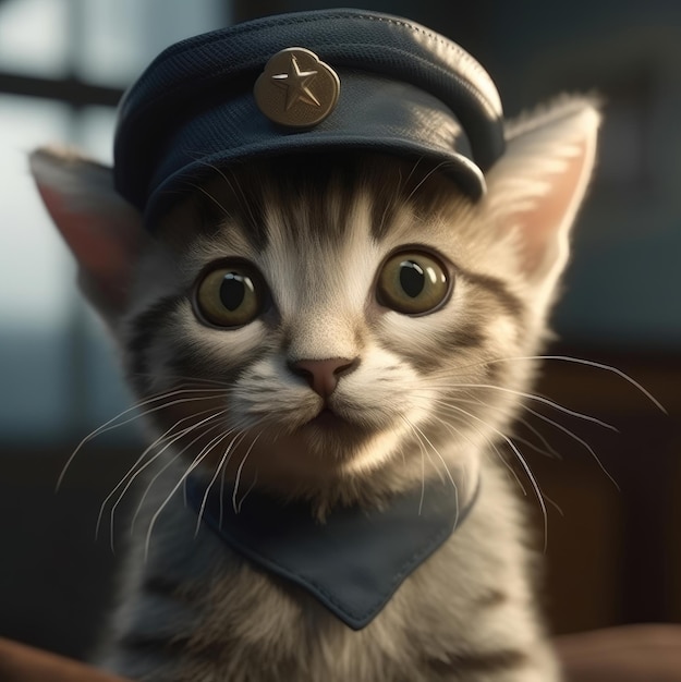 Un chat avec un chapeau de pilote