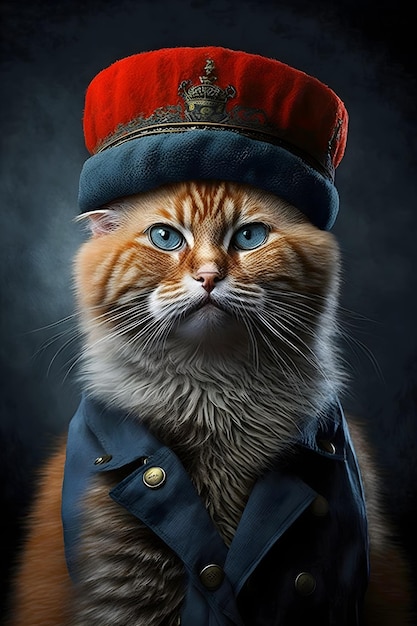 Un chat avec un chapeau rouge