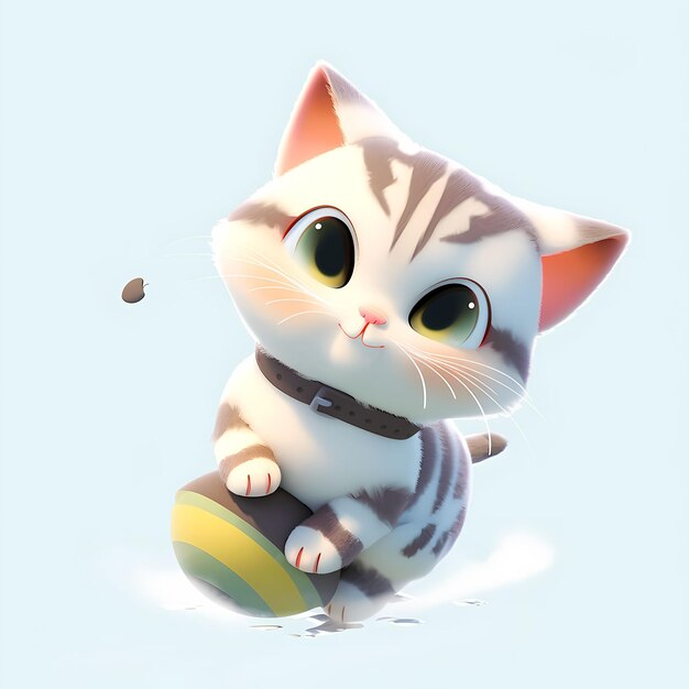 Chat chibi mignon sur fond isolé généré par l'IA