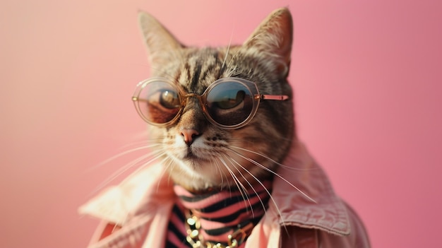 Photo chat chic élégant feline flatterie les dernières tendances de la mode génératif ai