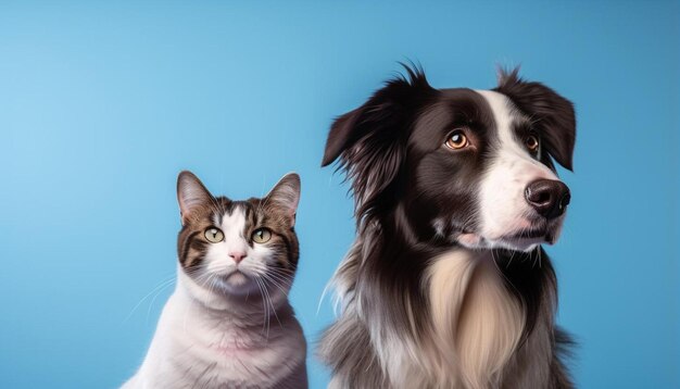 un chat et un chien regardent la caméra