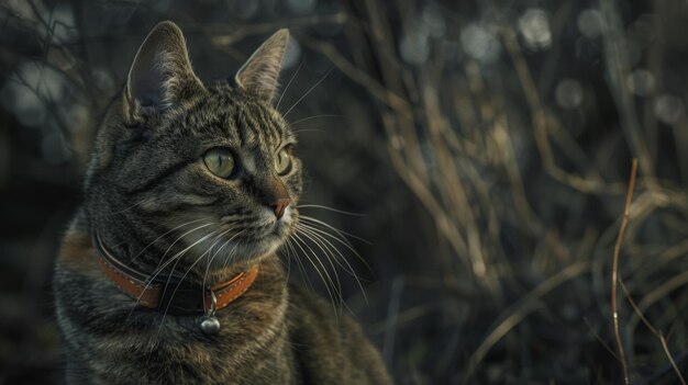 Photo un chat avec un collier de chat photographie professionnelle