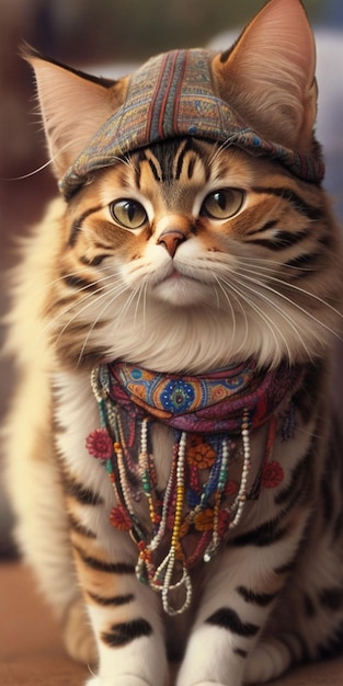 Un chat avec un collier qui dit "tigre" dessus