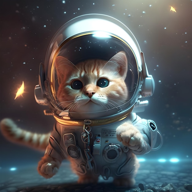 Un chat en combinaison spatiale