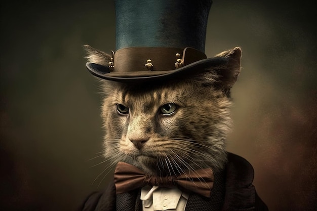 Chat comme Abraham Lincoln président des États-Unis d'Amérique célèbre personnage historique illustration portrait ai générative