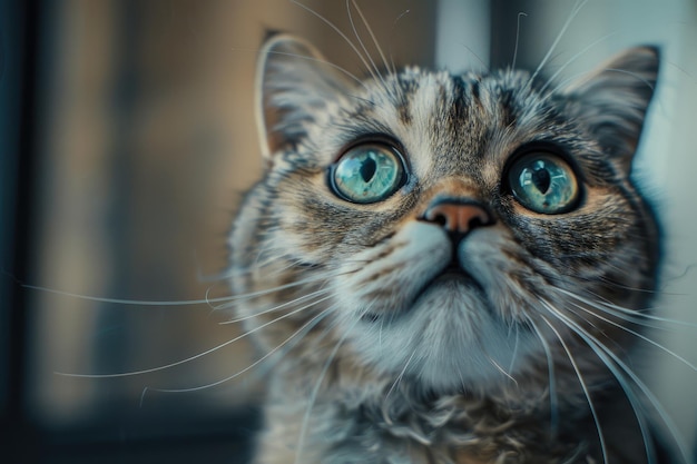 Un chat confus et effrayé avec de grands yeux