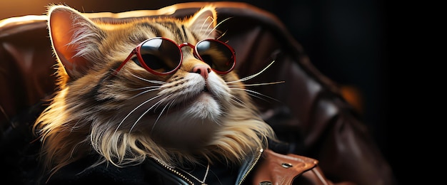 Photo un chat cool sur un fauteuil généré par l'ia