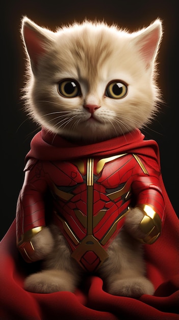 Un chat en costume de super héros