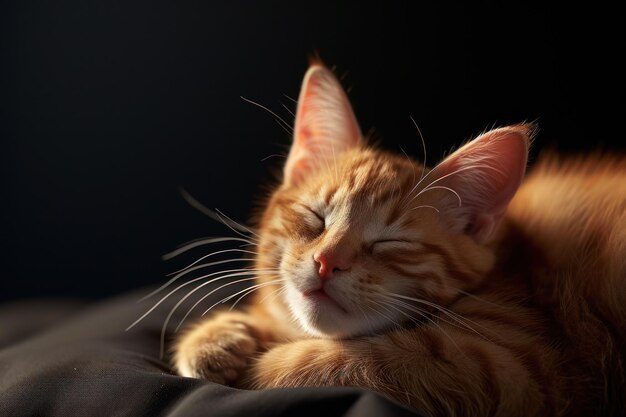 Un chat couché sur un lit en gros plan