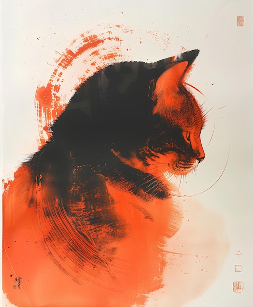 Un chat avec des couleurs orange et noire