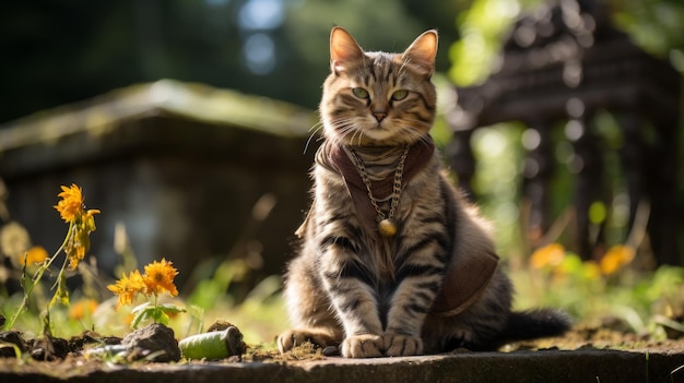 Un chat dans le cimetière.