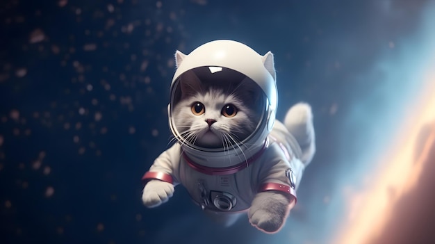 Un chat dans une combinaison spatiale avec une combinaison spatiale dessus.