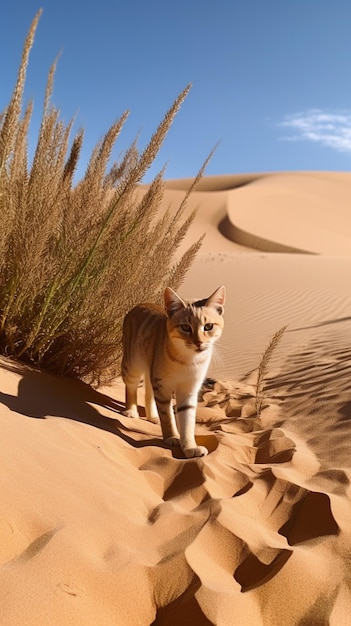 Photo un chat dans le désert