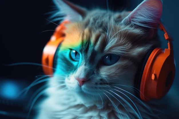 Chat dans les écouteurs chat moins musique générative ai