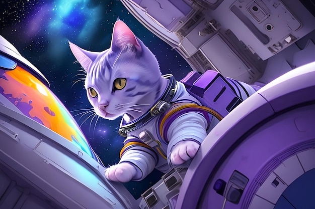 Un chat dans l'espace.