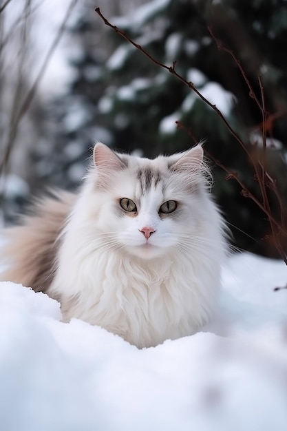 Un chat dans la neige