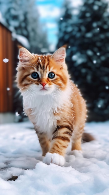 Un chat dans la neige