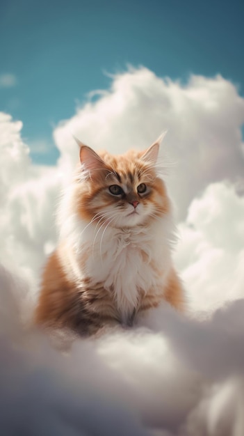 Un chat dans les nuages