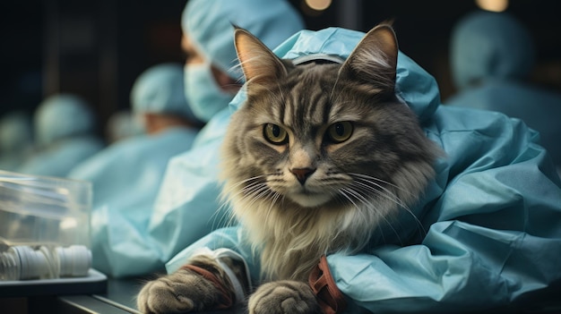 Photo un chat dans une robe de chirurgien