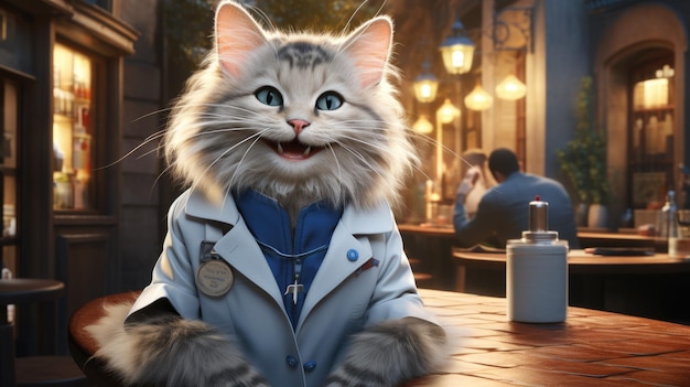 Le chat dans la robe du docteur HD papier peint 8K Image photographique