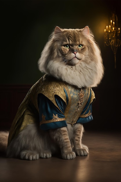 Un chat dans une robe qui dit "la princesse" dessus