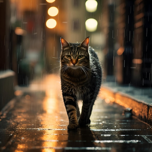 Un chat dans la rue.