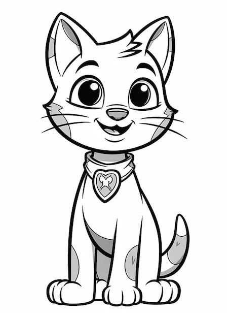 un chat de dessin animé avec un collier et un collier autour du cou ai générative