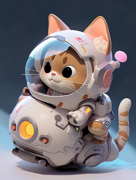 Un chat de dessin animé en costume spatial monté sur une moto avec un casque sur un AI génératif