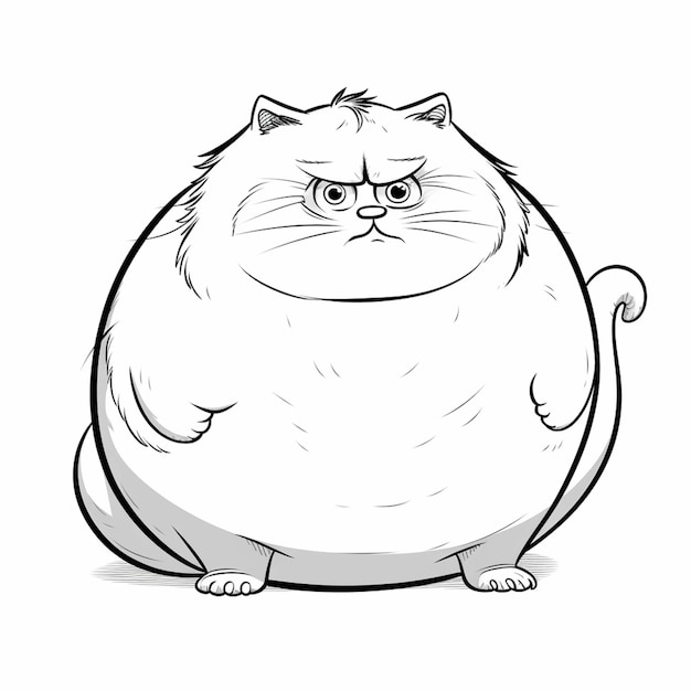 Un chat de dessin animé avec un gros ventre et de grands yeux ai génératif