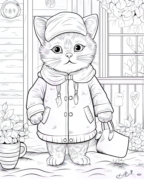 Photo un chat de dessin animé portant une veste qui dit chat